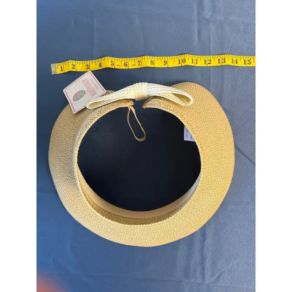 MarleyLilly‎ Open Top Tie Back Adjustable Woven Sun Hat NWT